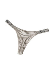 Women sexy rhinestones G-strings thongs lingerie T-back underwear panties - Biege