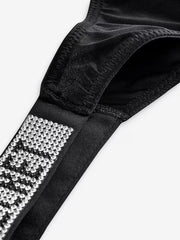 Women sexy rhinestones G-strings thongs lingerie T-back underwear panties - Black