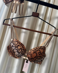 Brown and black snakeskin print with crystal-embellished straps Set | Victoria's Secret