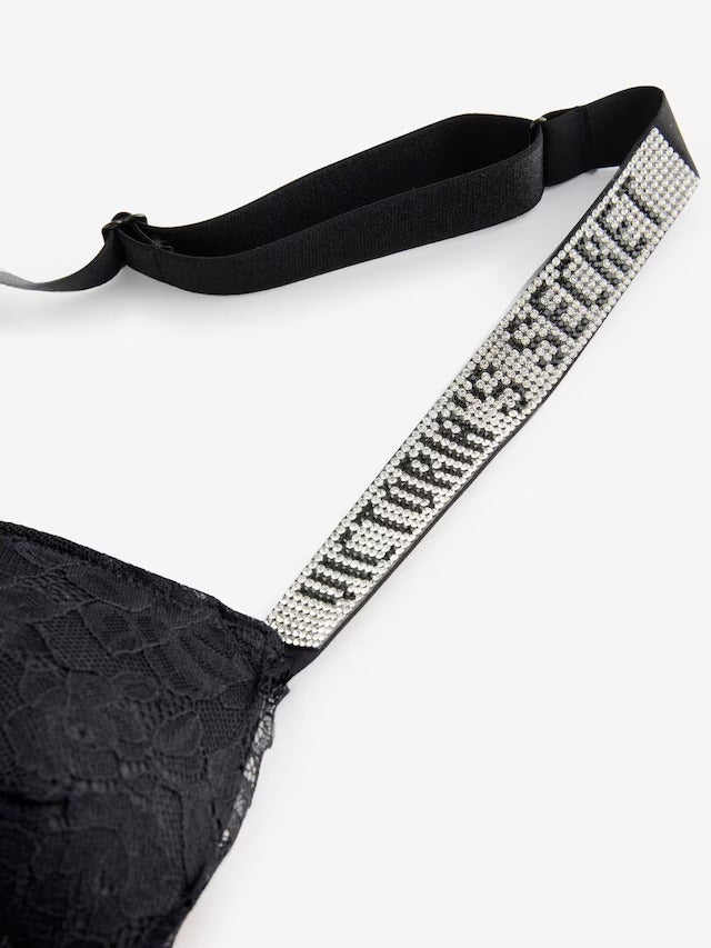 Black Monogram Push Up Shine Strap Set | Victoria's Secret