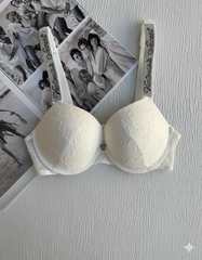 White padded cups and rhinestone-encrusted logo straps Set | Victoria's Secret